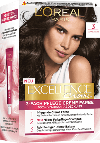 Braune Haare Dunkelbraun 3 Excellence Creme Packshot